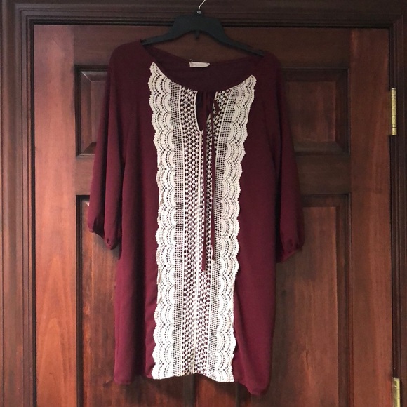Altar'd State Dresses & Skirts - Altar’d State Burgundy Lace Dress - L